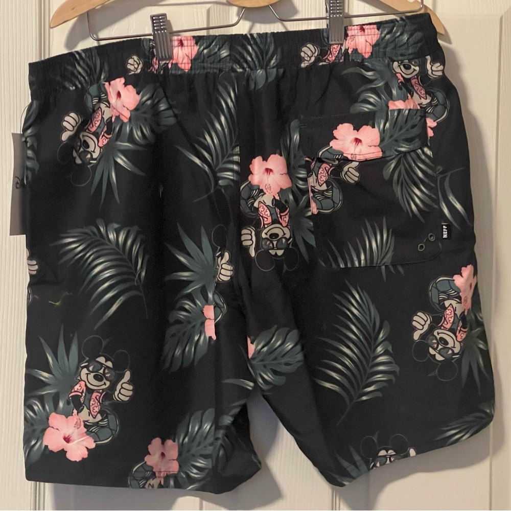 Disney Swim Shorts Mickey Mouse Hawaiian Bathing Suit Neff Men’s Size XL NEW - Picture 4 of 13